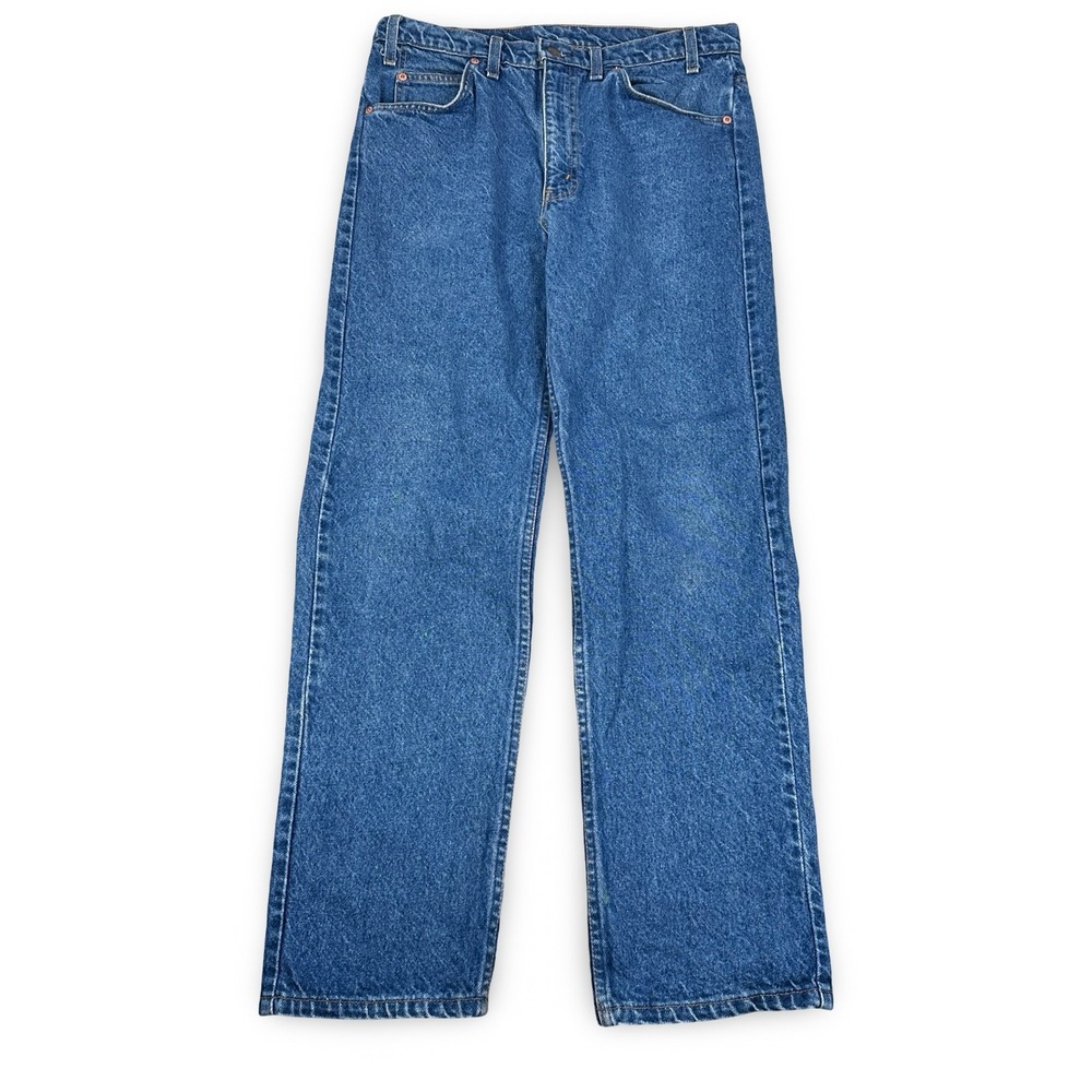 Vintage 90s Levis 505 Orange Tab Jeans Mens 34x30 USA Blue Straight Paint Spots‎